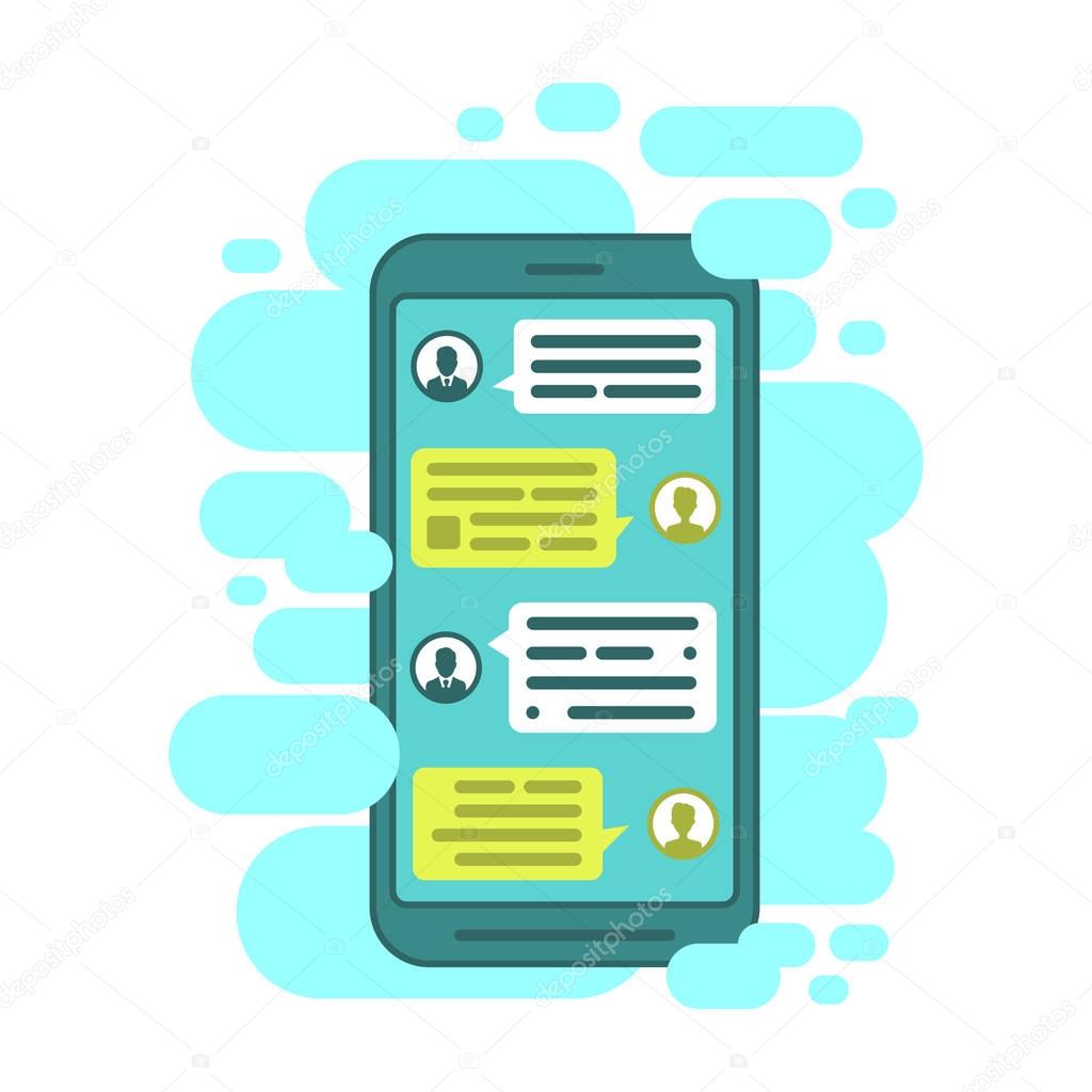 Compose dialogues using samples bubbles. Smart Phone chatting sms template bubbles.