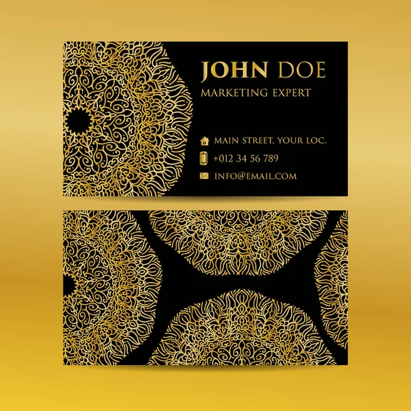 Kartvizit altın mandala dekoratif öğeler ayarlayın. Vintage dekoratif öğeler. Islam, Arapça, Indian, Fas, İspanya, Türk, pakistan, motifler.