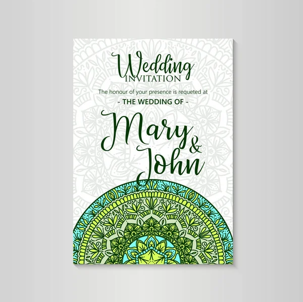 Vintage düğün davetiyesi şablonu. Vektör çizim aşk grafiği