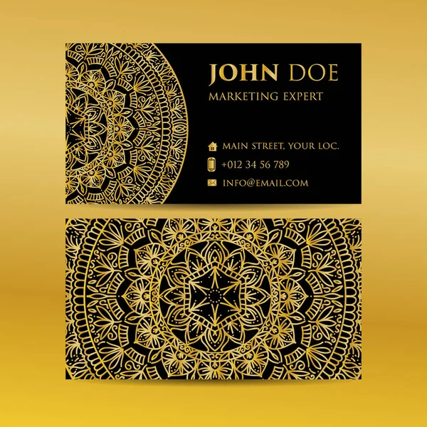 Kartvizit altın mandala dekoratif öğeler ayarlayın. Vintage dekoratif öğeler. Islam, Arapça, Indian, Fas, İspanya, Türk, pakistan, motifler.