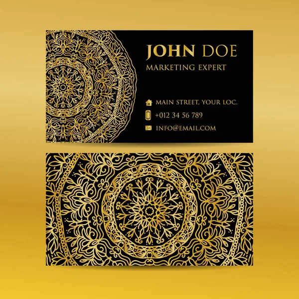 Kartvizit altın mandala dekoratif öğeler ayarlayın. Vintage dekoratif öğeler. Islam, Arapça, Indian, Fas, İspanya, Türk, pakistan, motifler.