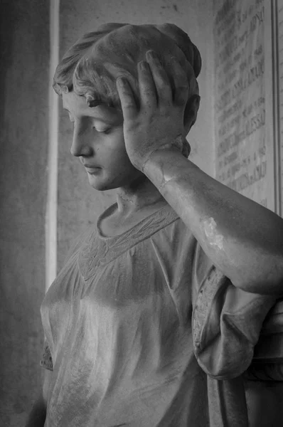 Forli Italy 27Th December 2017 Worried Woman Statue Immersed Deep — Stock Photo, Image
