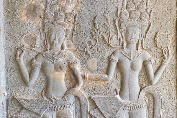 Escultura bajorrelieve en Angkor Wat, Camboya — Foto de Stock
