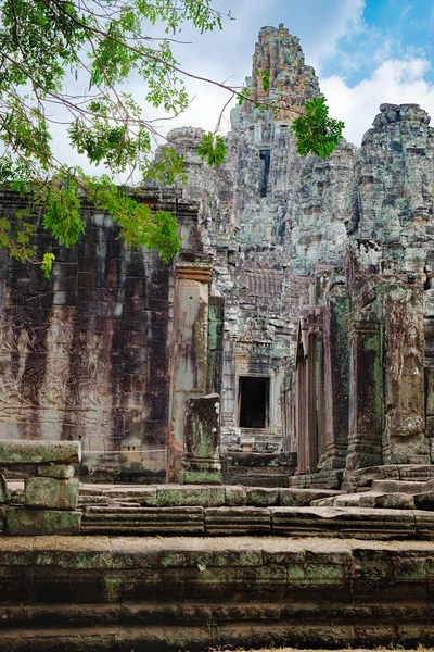 Bayon Temple with frescoes and columns, Cambodia — Stock Photo, Image