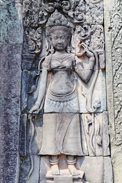 Escultura bajorrelieve en Prasat Bayon, Camboya — Foto de Stock