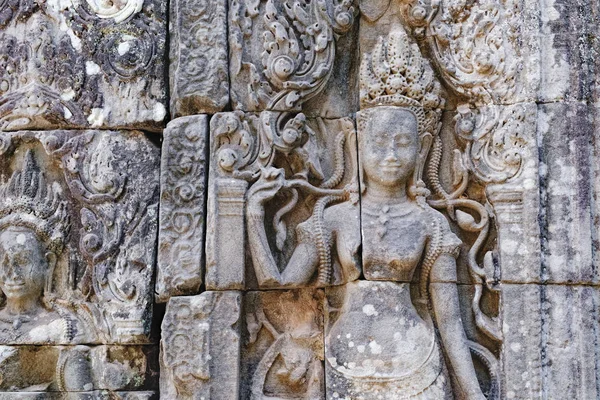 Escultura bajorrelieve en Prasat Bayon, Camboya — Foto de Stock