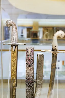 Ancient Ottoman Steel Swords in precious stones clipart
