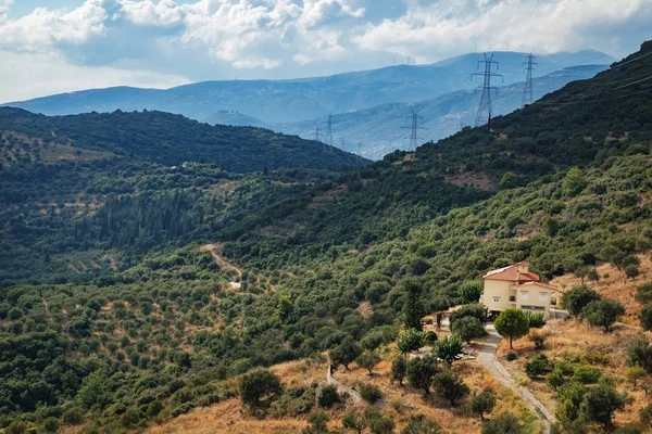그리스의 풍경입니다 범위와 골짜기에의 언덕에 — 스톡 사진