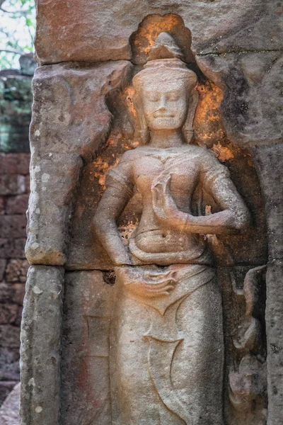 Escultura bajorrelieve en Prasat Bayon, Camboya — Foto de Stock