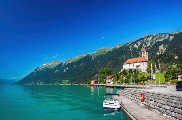 Brienz town on lake Brienz in Switzerland Stock Picture