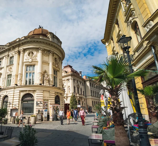 Bucarest Rumania Septiembre 2017 Centro Histórico Bucuresti Antiguo Con Hermosa — Foto de Stock