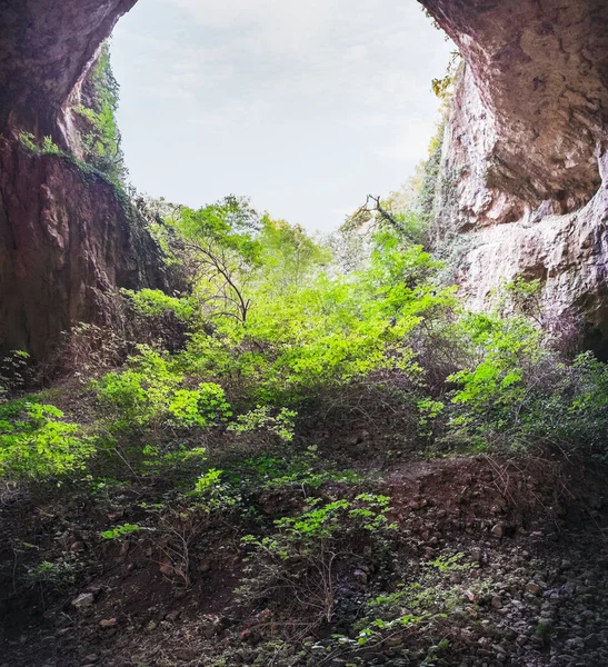 Devetashka Grotta Interna Vicino Lovech Città Bulgaria Panorama Tunnel Ingresso — Foto Stock