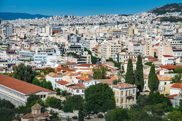Vista Aérea Stoa Attalos Museu Arqueológico Paisagem Urbana Cidade Atenas — Fotografia de Stock