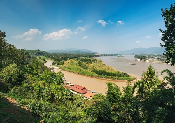Triangle Situé Long Rivière Mékong Chiang Saen Est Frontalier Trois — Photo