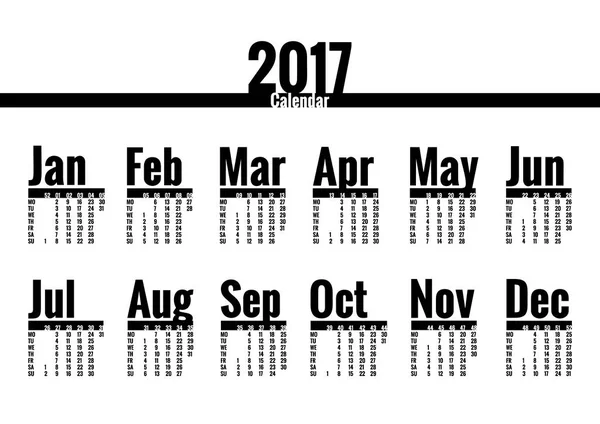 Calendar 2017 year — Stock Vector