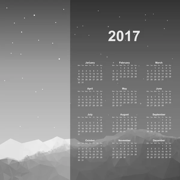 Calendário 2017 ano — Vetor de Stock