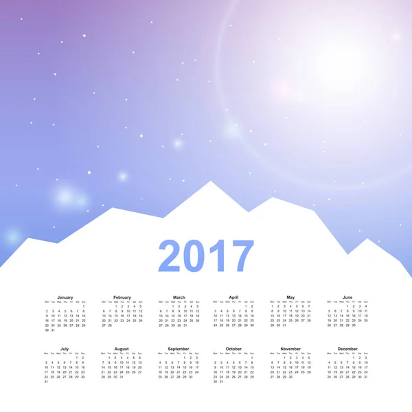 Calendário 2017 ano — Vetor de Stock