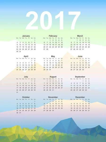 2017 年をカレンダーします。 — ストックベクタ