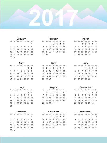 Calendar 2017 year — Stock Vector