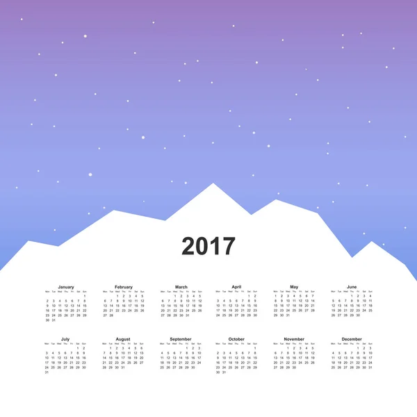 Calendário 2017 ano — Vetor de Stock