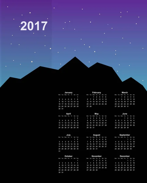2017 kalendářní rok — Stockový vektor