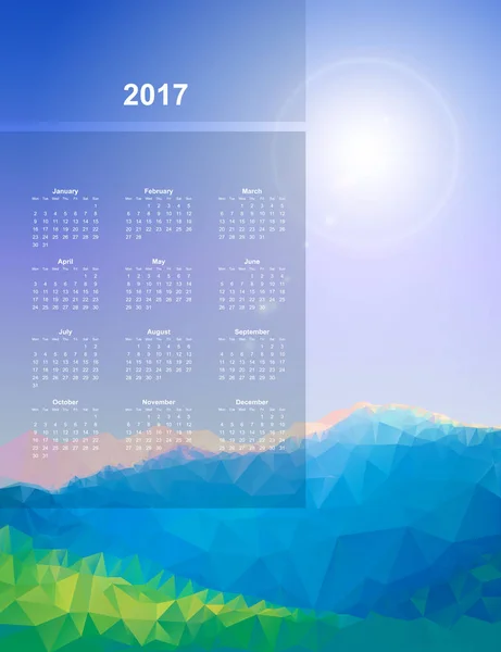 Calendário 2017 ano — Vetor de Stock