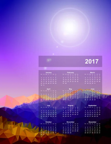 Calendar 2017 year — Stock Vector