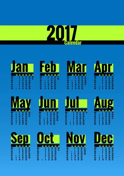 Calendario 2017 año — Vector de stock