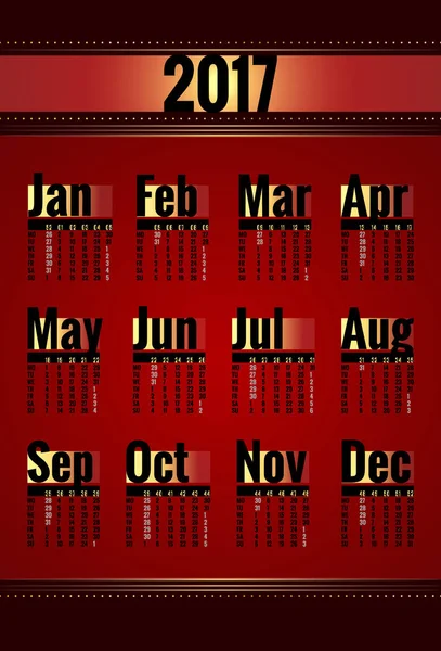 Jaar kalender 2017 — Stockvector