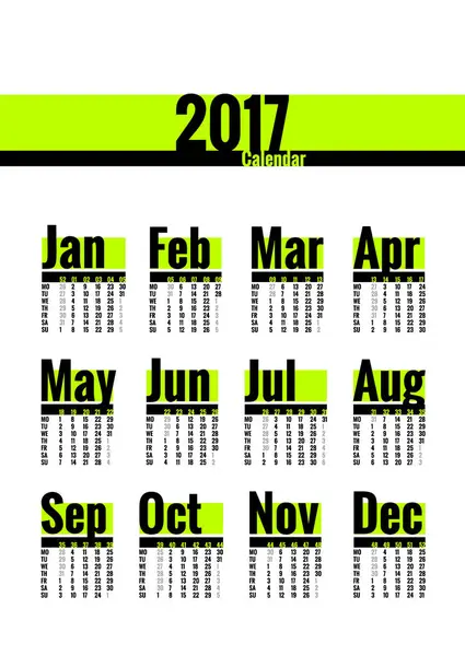 Calendário 2017 ano — Fotografia de Stock