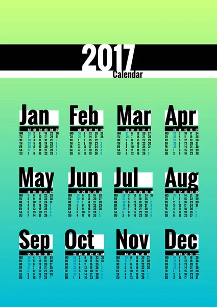 Calendar 2017 year — Stock Vector