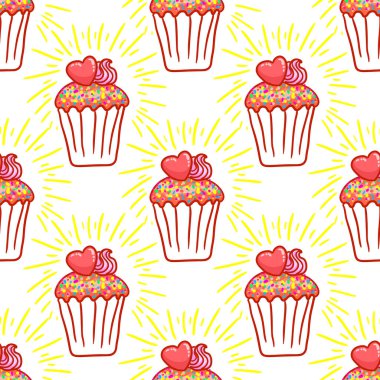 14 Şubat Sevgililer günü kahvaltı seamless modeli