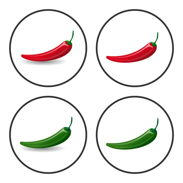 Chiles picantes, iconos vectoriales — Vector de stock