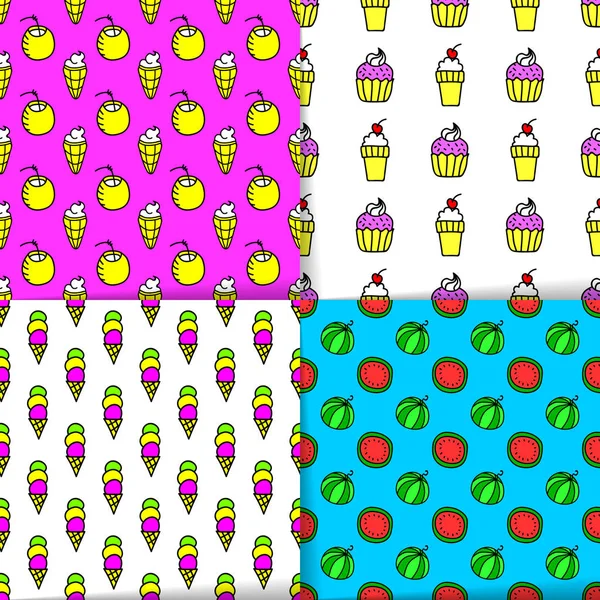 Bright summer seamless patterns, neon colors
