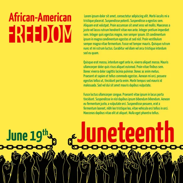 Juneteenth, African-American Independence Day, 19 de junio. Día de la libertad y la emancipación — Vector de stock