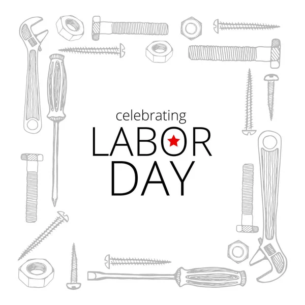 Celebrando el Día del Trabajo, 4 de septiembre de 2017 — Vector de stock