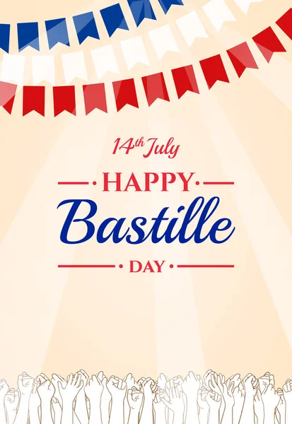 Feliz día de la Bastilla, 14 de julio. Vacaciones francesas — Archivo Imágenes Vectoriales
