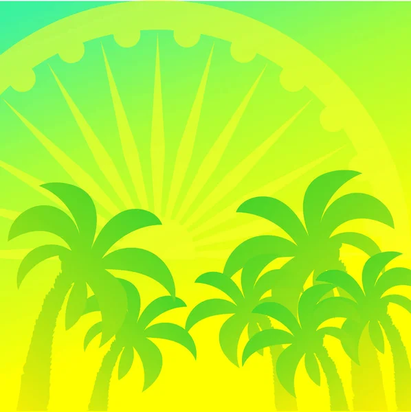 Ashoka wiel en palm bomen banner — Stockvector