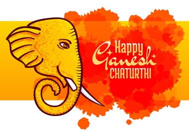 Ganesh Chaturthi vektör poster, fil kafa