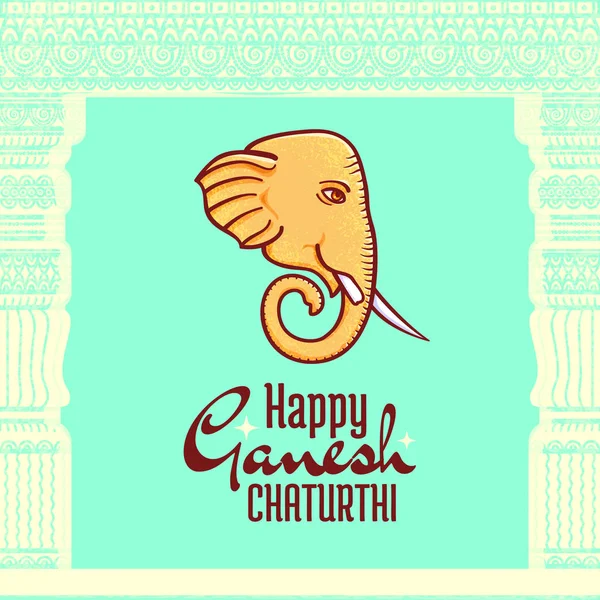 Ganesh Chaturthi poster vettoriale, testa di elefante — Vettoriale Stock