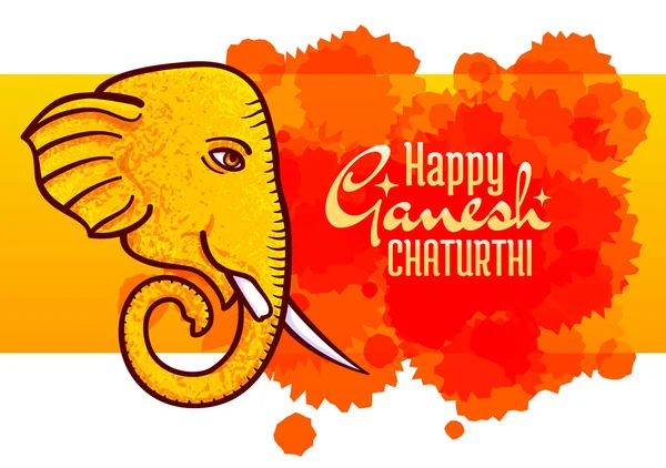 Cartaz vetorial de Ganesh Chaturthi, cabeça de elefante —  Vetores de Stock