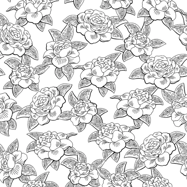Gardenia flower graphic black white color seamless pattern sketch illustration vector