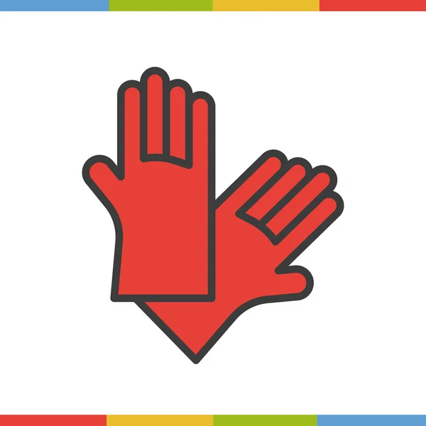 Значок цвета латексных перчаток. Резиновые руки в красном . — стоковый вектор