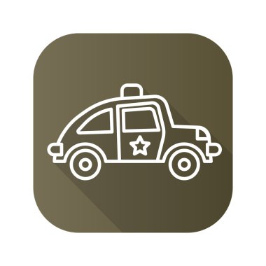 Polis araba düz doğrusal uzun gölge simgesi.