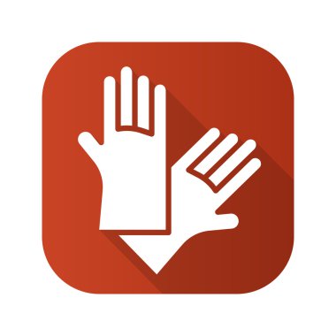 Lateks eldiven düz tasarım uzun gölge simgesi.