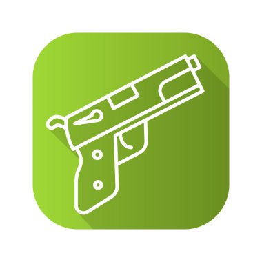 Silah düz doğrusal uzun gölge simgesi.