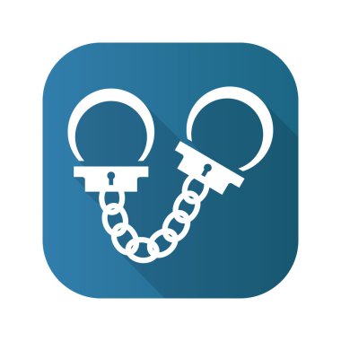 Kelepçe düz tasarım uzun gölge simgesi. Vektör siluet simge.