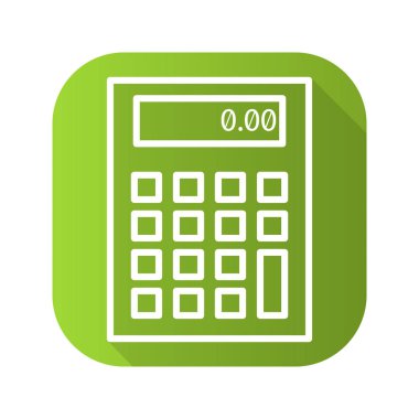 Hesap makinesi alıcı verici düz doğrusal uzun gölge simgesi. Vektör satırı simgesi.