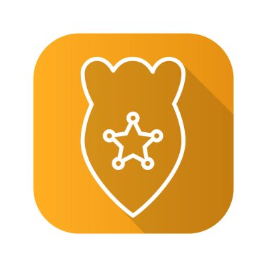 Polis rozeti düz doğrusal uzun gölge simgesi. Vektör satırı simgesi.