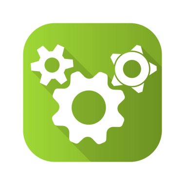 Vites seçenekleri düz tasarım uzun gölge simgesi. Vektör siluet simge.